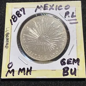 Moneda ""dólar gorra"" grande de plata de 8 reales de México 1887. PRUEBA COMO HUELGA TEMPRANA - Imagen 1 de 6