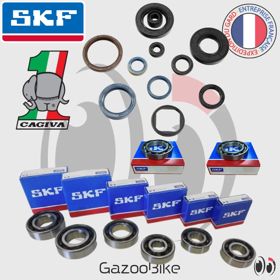 Set revisione motore Cagiva Mito 125 guarnizioni guarnizione labbro 8 cuscinetti - Immagine 1 di 1