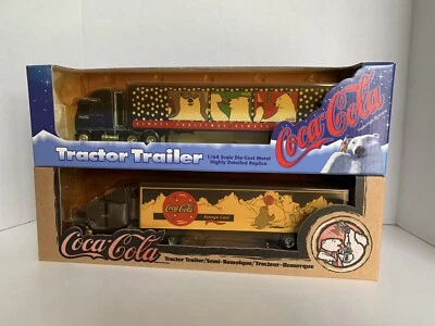 2 Coca-Cola 1/64 Scale Die Cast Tractor Trailers Polar Bears Sealed Box 1996-98 - Image 1 of 4