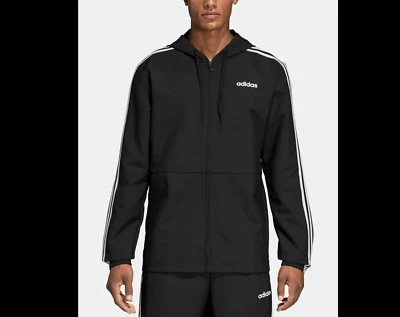 Adidas Men's Essential Striped Windbreaker NWT Black/White Size Small - Image 1 of 4