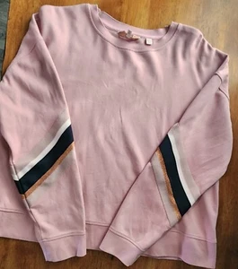 Ted Baker Jjordan Sweatshirt With Knitted Stripe Sleeve Size 5 - Picture 1 of 6