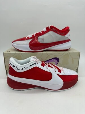 Nike Zoom Freak 5 Men's Size 10.5 White Red Basketball Athletic Shoes FV1933 600 - Image 1 of 4