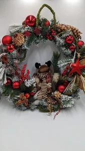 Türschmuck Wandkranz Türkranz XMAS Zapfen Stern Kugel Elch Tanne rot grün - Bild 1 von 6