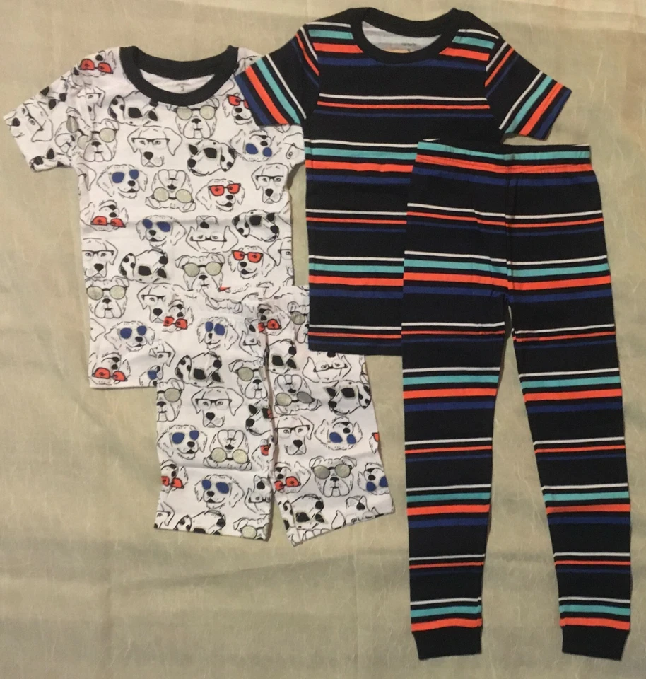 Juego de 4 pijamas Carter's Boy, talla 4 estampado de perro azul nuevo Foto 1 de 1