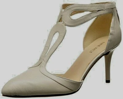 LAST Pr Nine West ENDEARING Scalloped Pointed Toe NUDE LEATHER 12M REAR Zipper Foto 1 de 4