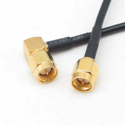 SMA male LMR100 Cable Coaxial  Stright to RA Right Angle 90 Degree Pigtail 50ohm - Image 1 of 4