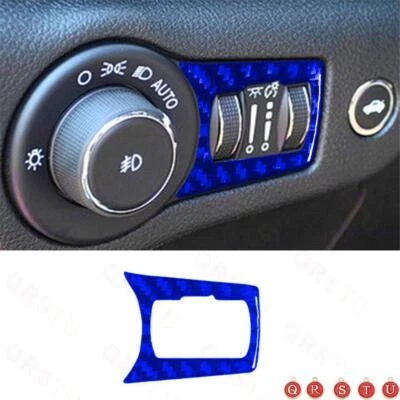 Blue Carbon Fiber Front Lighting Control Frame Cover For Chrysler 200 2015-2017 Foto 1 de 4