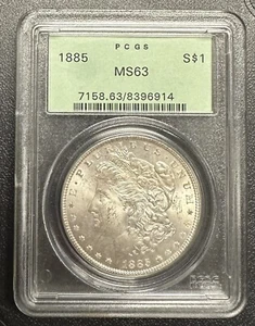 1885-P $1 Morgan Silver Dollar PCGS MS63 Old Holder Green Label - Picture 1 of 4