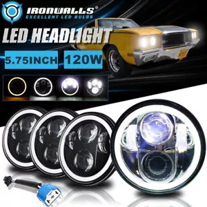 5.75" LED Headlights Hi-Lo Beam DRL Angel Eyes Lamp for Mercury Montego 1968-76 - Picture 1 of 12
