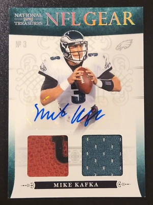 Mike Kafka 2010 NATIONAL TREASURES NFL GEAR 3/10 Rookie RC 1/1 Jersey # Auto - Image 1 of 2
