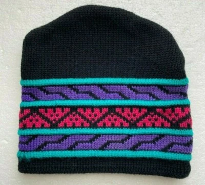 De colección Wigwam Mills Gorro Gorra Esquí Turquesa Púrpura Negro Rosa Lana EE. UU. Foto 1 de 2