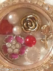 ❤️FILLED FLOATING CHARM BRACELET 4 ROMANTIC FLOWERS 💘 FITS Memory OWL LOCKET❤️ - Picture 1 of 7