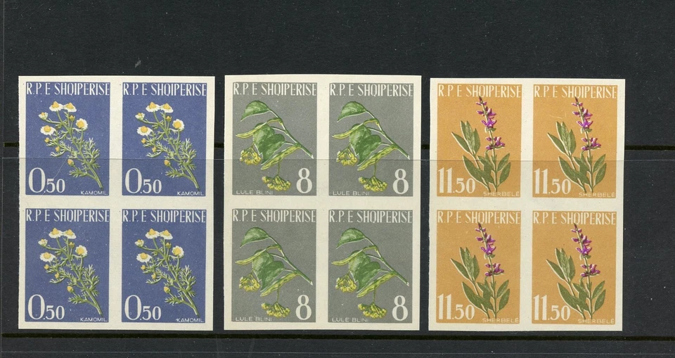 Albania #613-615 (A294) Comp blocks of 4 imperf Medicinal Plants, MNH,CV$120.00 - Image 1 of 1