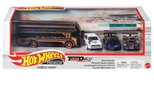 Hot Wheels Premium Diorama Garage Track Day Euro Hauler, Audi, Lambo, Mercedes