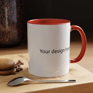 Taza de café roja 11 oz acento taza personalizada, personalizada, regalo, regalo de cumpleaños - Imagen 1 de 7