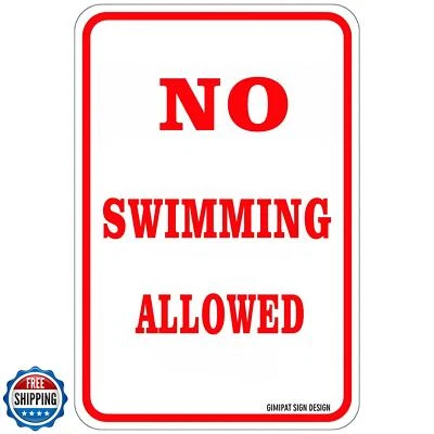 Letrero de piscina GIMIPAT de aluminio sin permitir natación, resistencia a la decoloración de 12 pulgadas x 16 pulgadas, en Foto 1 de 4