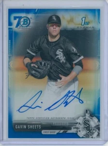 2017 Bowman Chrome Gavin Sheets 70th Anniversary REFRACTOR BLUE AUTO 29/70 - Picture 1 of 2