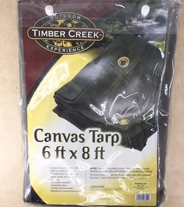 ARMY GREEN HEAVY DUTY 12 OUNCE CANVAS TARP OLIVE DRAB 6’ X 8’ - Picture 1 of 3