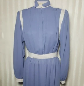 Vintage 80s L Rothschild Womens Sz 6 Periwinkle Secretary Dress Belted L/S NWT - Picture 1 of 8