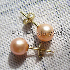 AAA 6-7mm  pink Australia south sea pearl  earring 14K GOLD 