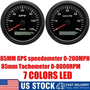 2 Gauge Set 85mm GPS Speedometer 200MPH&Tachometer 6000RPM Gauge for Boat Car US - Picture 1 of 21