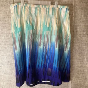 Lane Bryant A-Linien-Rock Damen Gr. 18 blau aqua abstrakt gefüttert Reißverschluss hinten Baumwolle - Bild 1 von 6