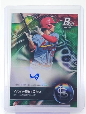 WON-BIN CHO 2023 BOWMAN PLATINUM PROSPECT AUTOGRAPH GREEN AUTO /99 Q3329 - Image 1 of 2