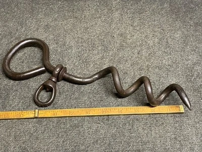 Antique Heavy Steel Dog Tie Out Screw In Anchor Steak With 360° Swivel - Image 1 of 4