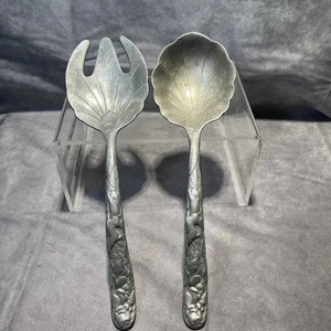 Arthur Court 1990 Salat Servier Set Gabel Löffel Hasen Hasen Aluminium Vintage - Bild 1 von 3