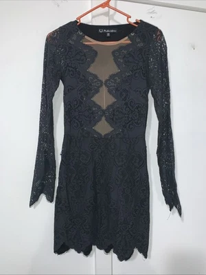 For Love & Lemons Womens Noir Lace Mini Dress XSmall Illusion Witchy Bodycon - Image 1 of 4