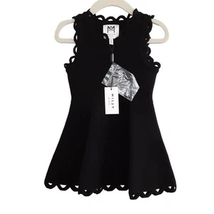 Milly Minis Eyelet Flare Dress Black Stretch Knit Toddler 2 Fit Flare Twirl NWT - Picture 1 of 11