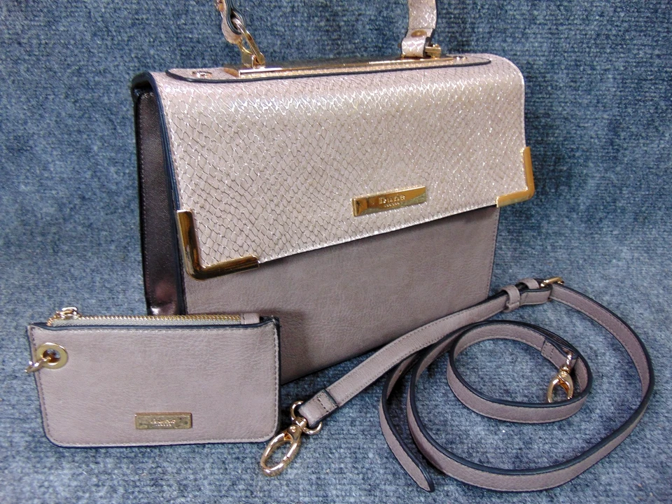 Cartera Dune London Taupe Metálica Serpiente Repujada Bolso de Hombro Bolsa Correa DEFECTUOSA Foto 1 de 4