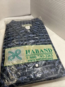 Nueva Camisa De Colección Haband Para Hombre LS Azul Franela a Cuadros Perla Broches XLT - Imagen 1 de 6