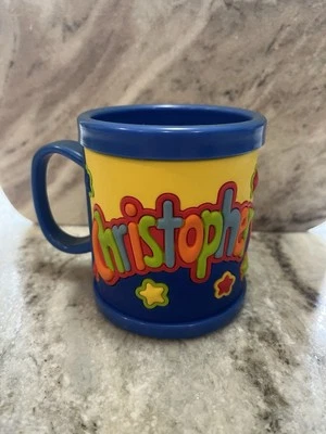 CHRISTOPHER - NUEVO Taza de plástico personalizada para niños 10 oz. John Hinde 3D Foto 1 de 4