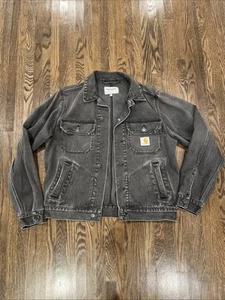 Carhartt WIP Work In Progress Black Denim Jacket Rare Sz S - Picture 1 of 7