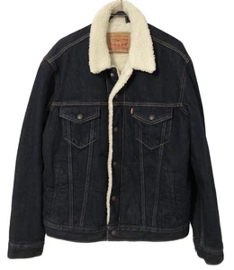 Levi’s Sherpa Dark Wash Denim Trucker Jacket Type 3 Jeansjacke gefüttert EUC - Bild 1 von 3