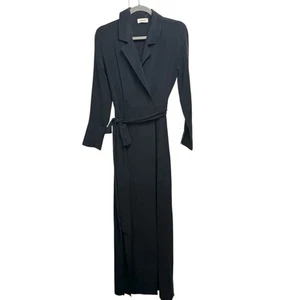L'Agence silk wrap dress XS Long tall Black Long sleeves Side slits womens - Picture 1 of 10