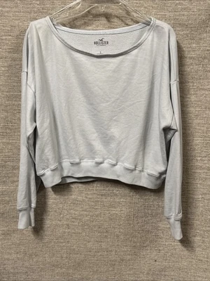 Women’s Hollister Pale Blue Lightweight Off Shoulder Sweatshirt Size S - Image 1 of 3