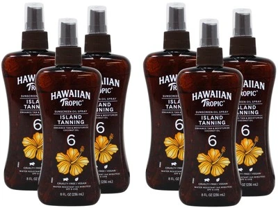 Aceite protector solar bronceador Hawaiian Tropic Island spray FPS 6 aceite de coco 8 OZ paquete de 6 Foto 1 de 4