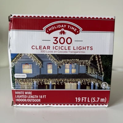 300 Count Clear High Density Icicle Christmas String Lights Holiday Time New - Image 1 of 4
