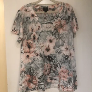 Camiseta de mujer JM Collection multicolor floral manga corta XL - Imagen 1 de 7