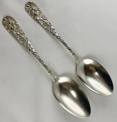 2 cucharas/cucharadas para servir Stieff Rose de plata de ley de 8,5" Foto 1 de 4