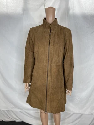 Katherine Kelly Womens Suede Leather Mid Length Jacket Size L Cognac - Image 1 of 4