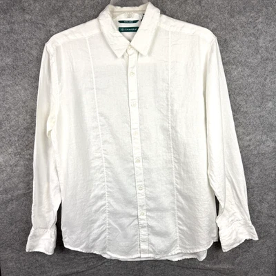 Cubavera Shirt Mens Medium White 100% Linen Long Sleeve Button Down Beach Resort - Image 1 of 4