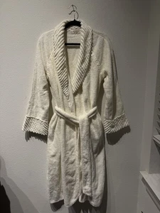 Vtg Victoria's Secret Off White Cotton Long Robe UK Made Size M Cottagecore - Picture 1 of 14