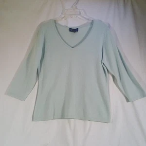 Charter Club 2 Ply Cashmere Sweater Womens M Coastal Blue Minimalist Luxury Soft - Picture 1 of 5