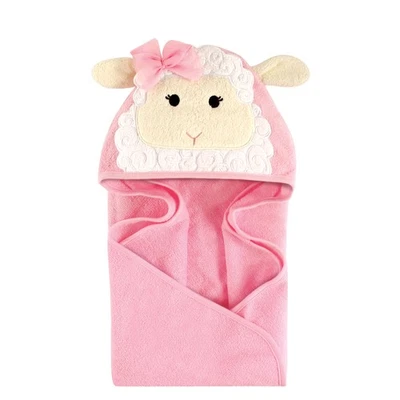 Hudson Baby Infant Girl Cotton Animal Face Hooded Towel, Lamb, One Size - Image 1 of 2