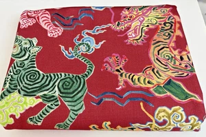 Hamilton Himalaya 4 Plus Yards Fabric Red Animals Dragon Tiger Upholstery 54" - Picture 1 of 4
