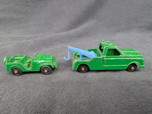 Midgetoy Die Cast Tow Truck Wrecker And Willy's Jeep Rare Green Paint - Picture 1 of 7
