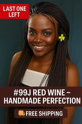 #99J красное вино микро миллион косы парик - ручной работы полный кружева - длинный новый с Ярлыками - Изображение 1 из 4